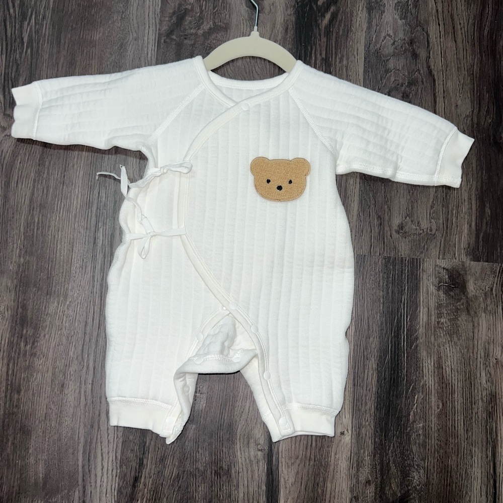 White Bear Appliqué Kids One Piece